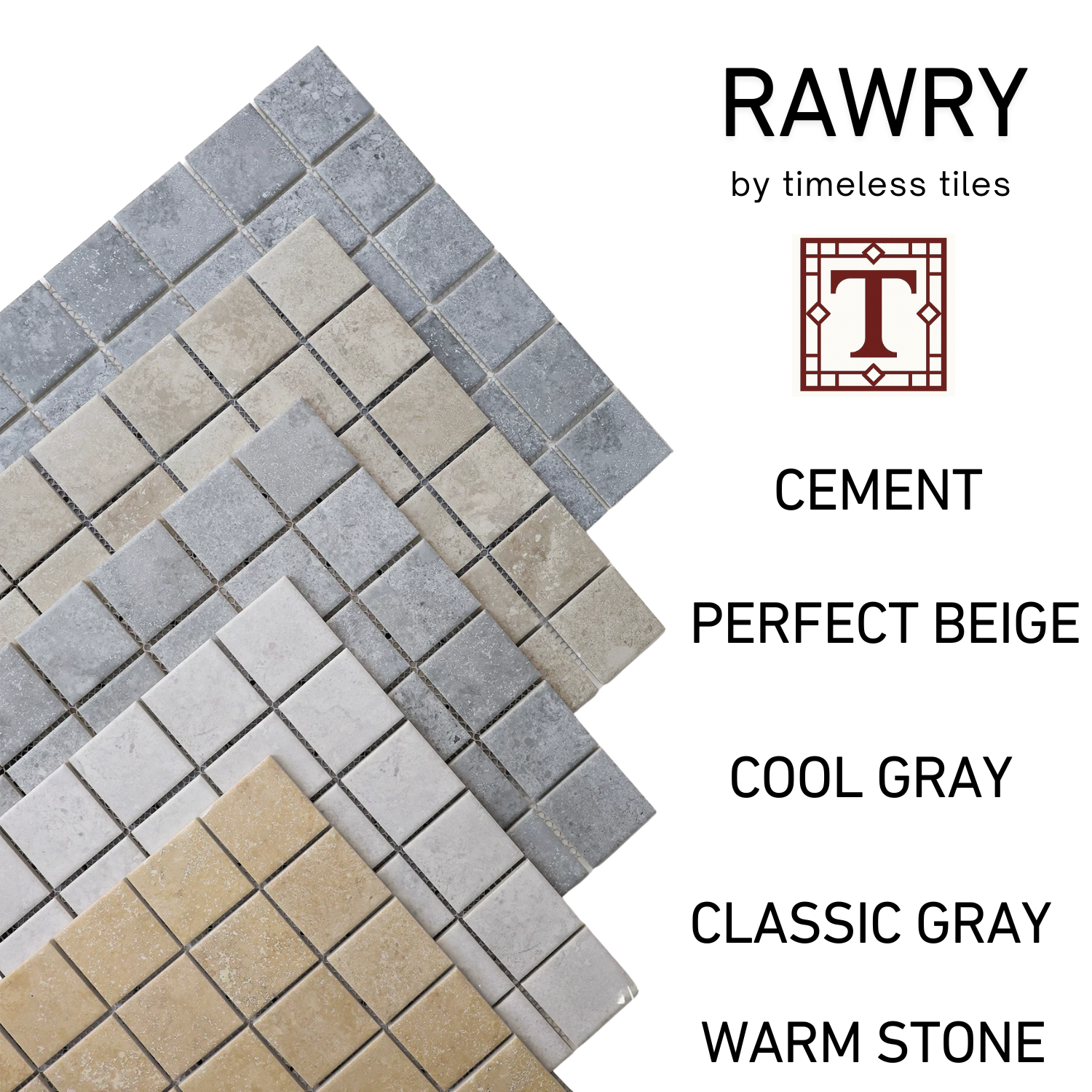 โมเสคเซรามิค TIMELESS TILES รุ่น RAWRY 30X30 ซม. สีเบจ PERFECT BEIGE สไตล์ลอฟต์_4